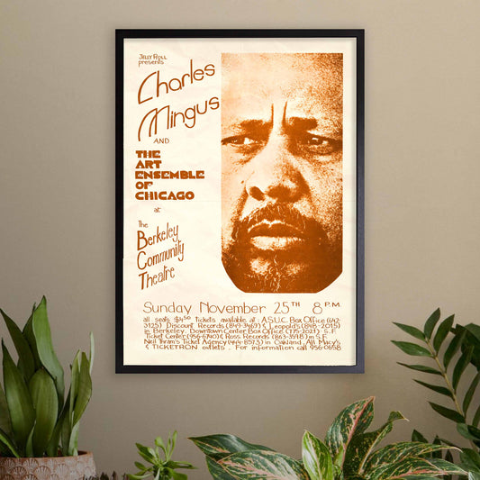 Charles Mingus - Art Ensemble of Chicago jazz poster - Berkeley, California - 1973 (orange variant)