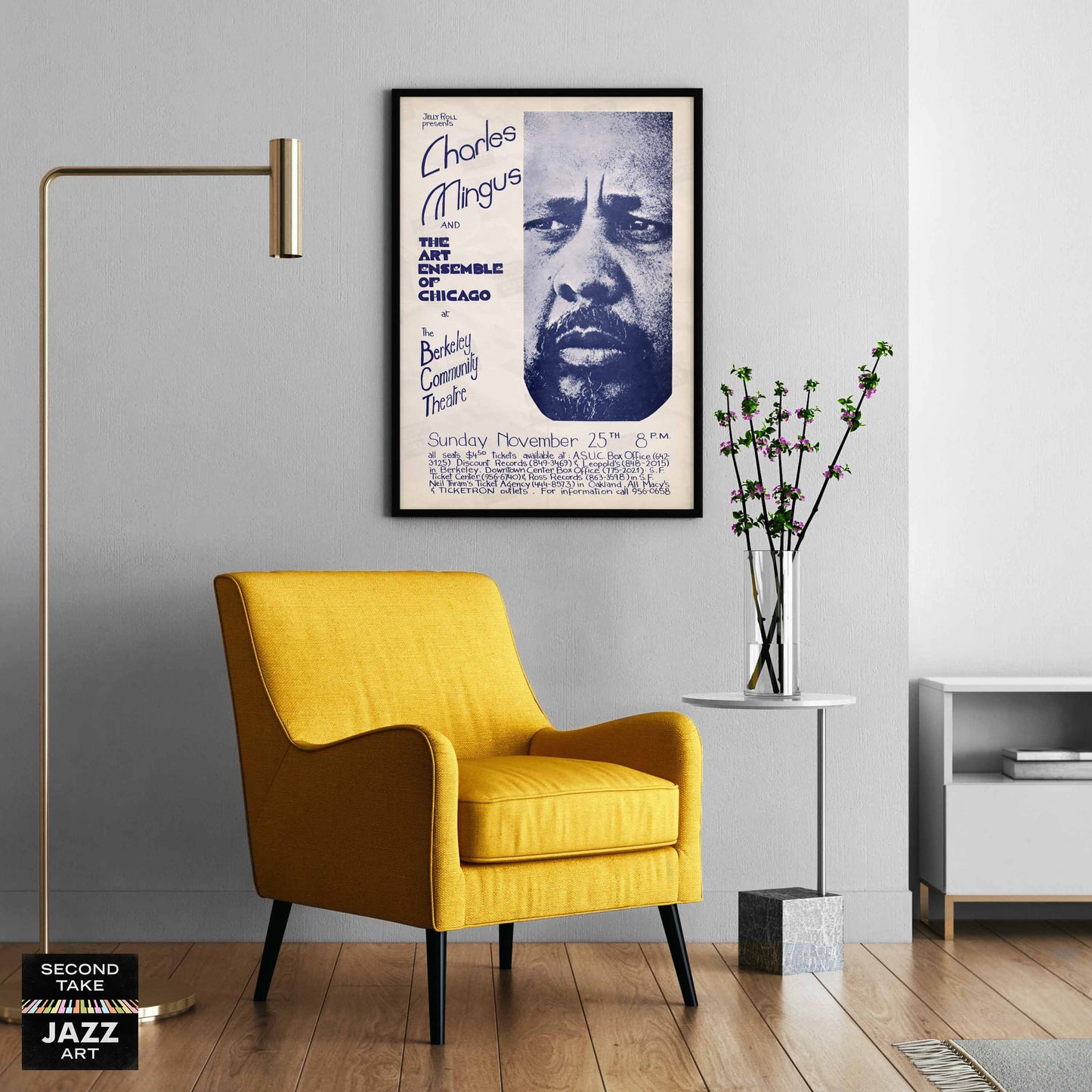 Charles Mingus - Art Ensemble of Chicago jazz poster - Berkeley, California - 1973 (blue variant)