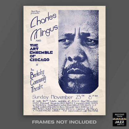 Charles Mingus - Art Ensemble of Chicago jazz poster - Berkeley, California - 1973 (blue variant)
