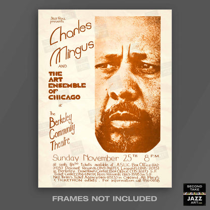 Charles Mingus - Art Ensemble of Chicago jazz poster - Berkeley, California - 1973 (orange variant)