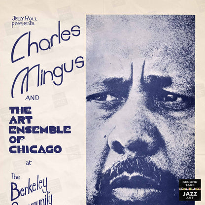 Charles Mingus - Art Ensemble of Chicago jazz poster - Berkeley, California - 1973 (blue variant)