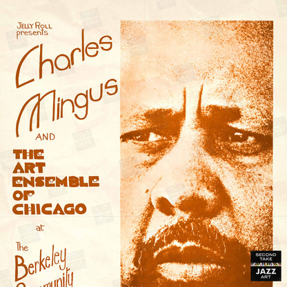 Charles Mingus - Art Ensemble of Chicago jazz poster - Berkeley, California - 1973 (orange variant)