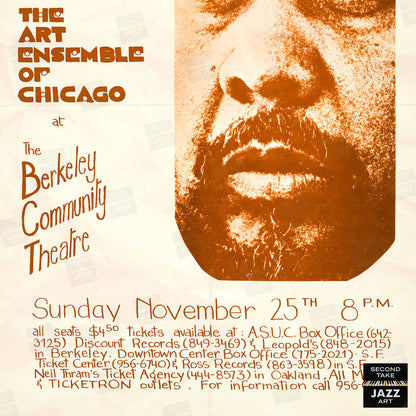 Charles Mingus - Art Ensemble of Chicago jazz poster - Berkeley, California - 1973 (orange variant)