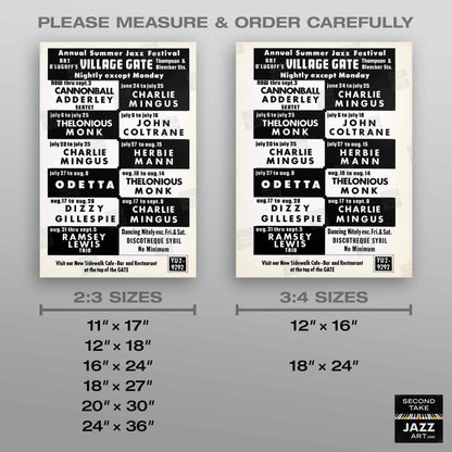 Charles Mingus - Thelonious Monk - John Coltrane jazz poster - Summer Jazz at the Village Gate - 1965