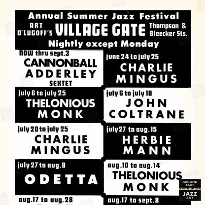 Charles Mingus - Thelonious Monk - John Coltrane jazz poster - Summer Jazz at the Village Gate - 1965