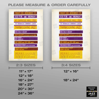 Thelonious Monk - John Coltrane jazz poster - Carnegie Hall - 1957