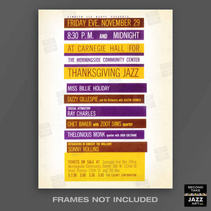 Thelonious Monk - John Coltrane jazz poster - Carnegie Hall - 1957