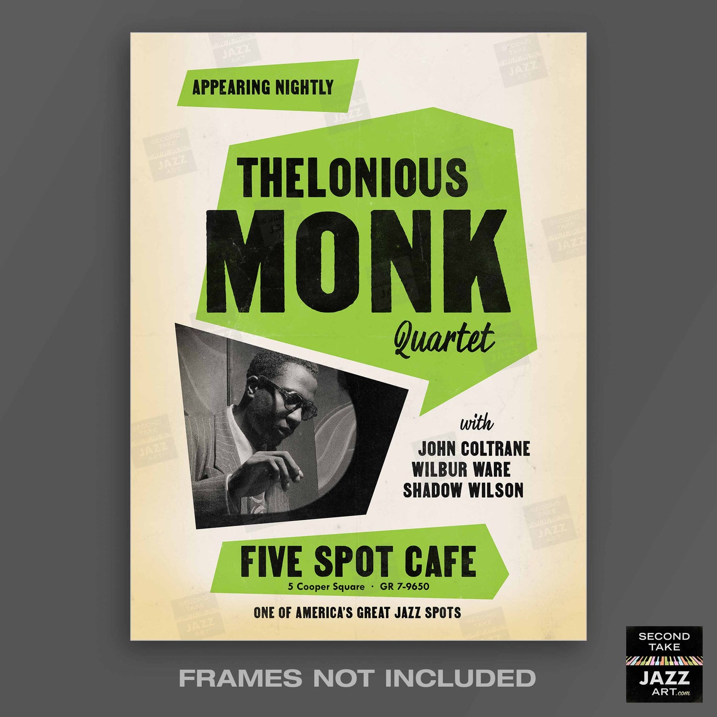 Thelonious Monk - John Coltrane jazz poster - Five Spot Cafe - 1957