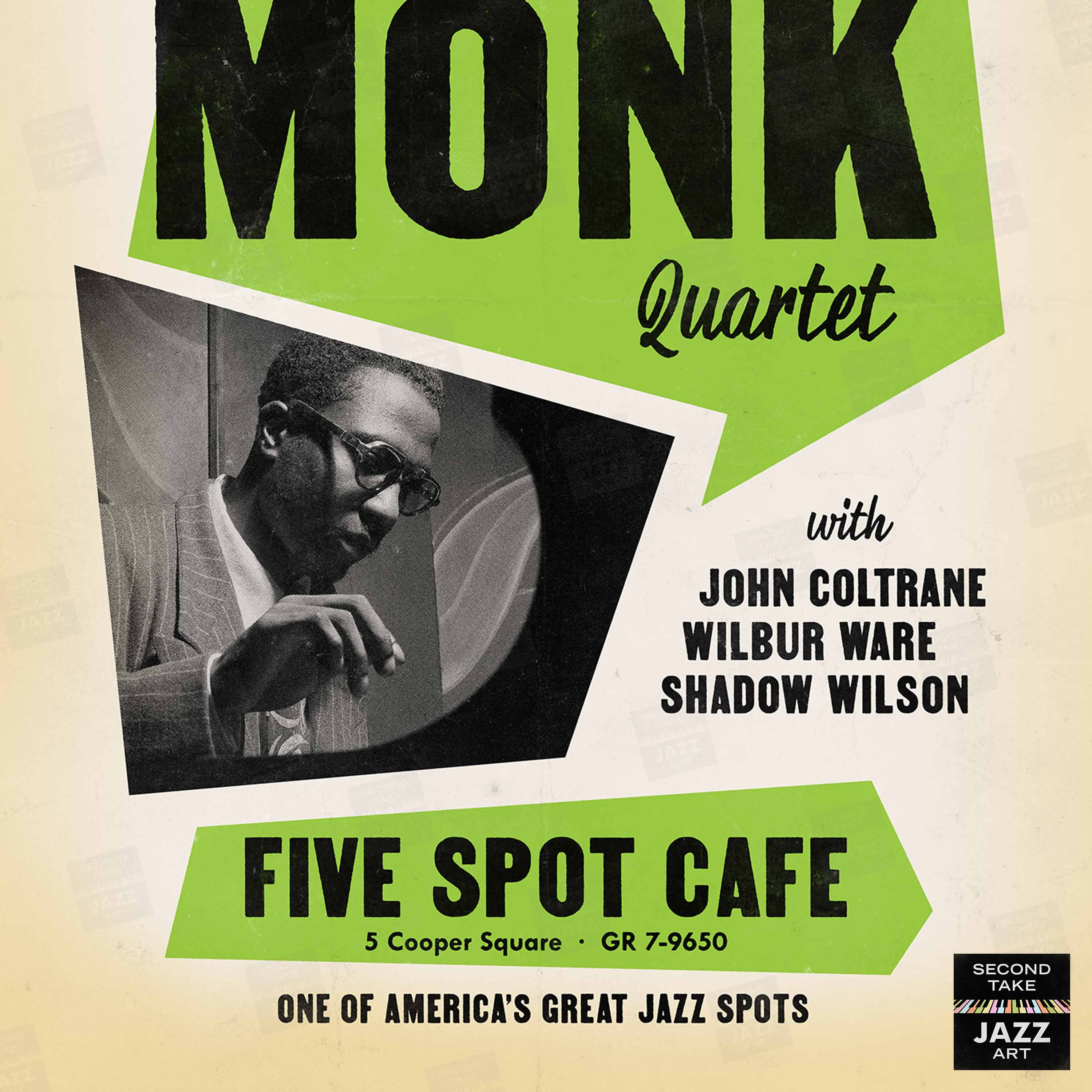 Thelonious Monk - John Coltrane jazz poster - Five Spot Cafe