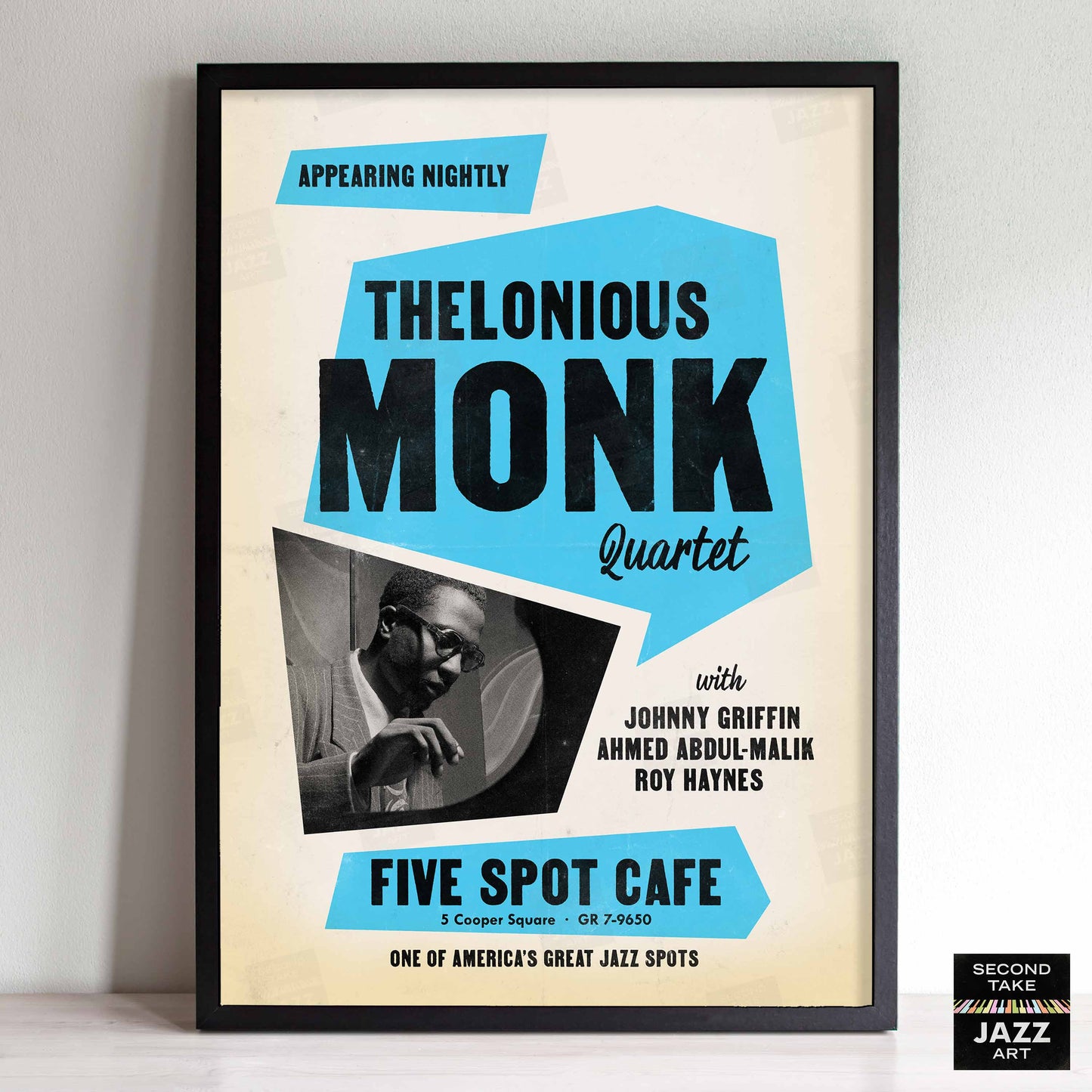 Thelonious Monk - Johnny Griffin jazz poster - Five Spot Cafe - 1958