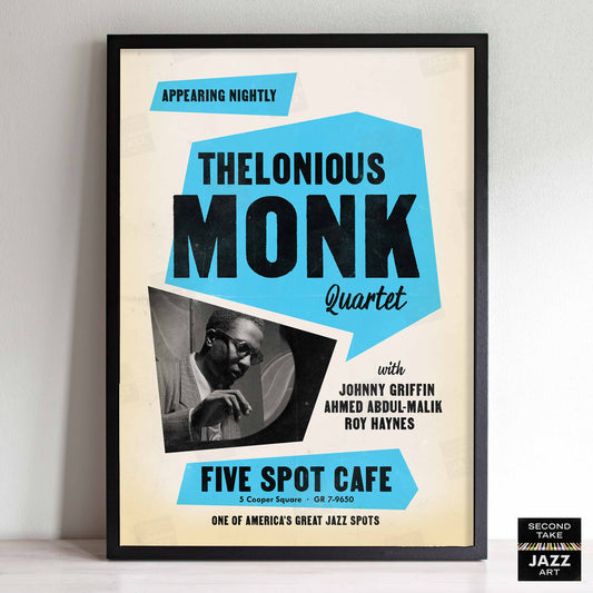 Thelonious Monk - Johnny Griffin jazz poster - Five Spot Cafe - 1958