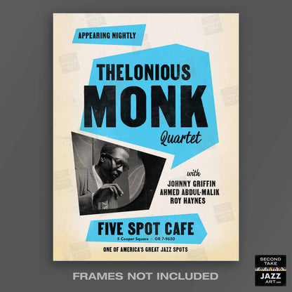 Thelonious Monk - Johnny Griffin jazz poster - Five Spot Cafe - 1958