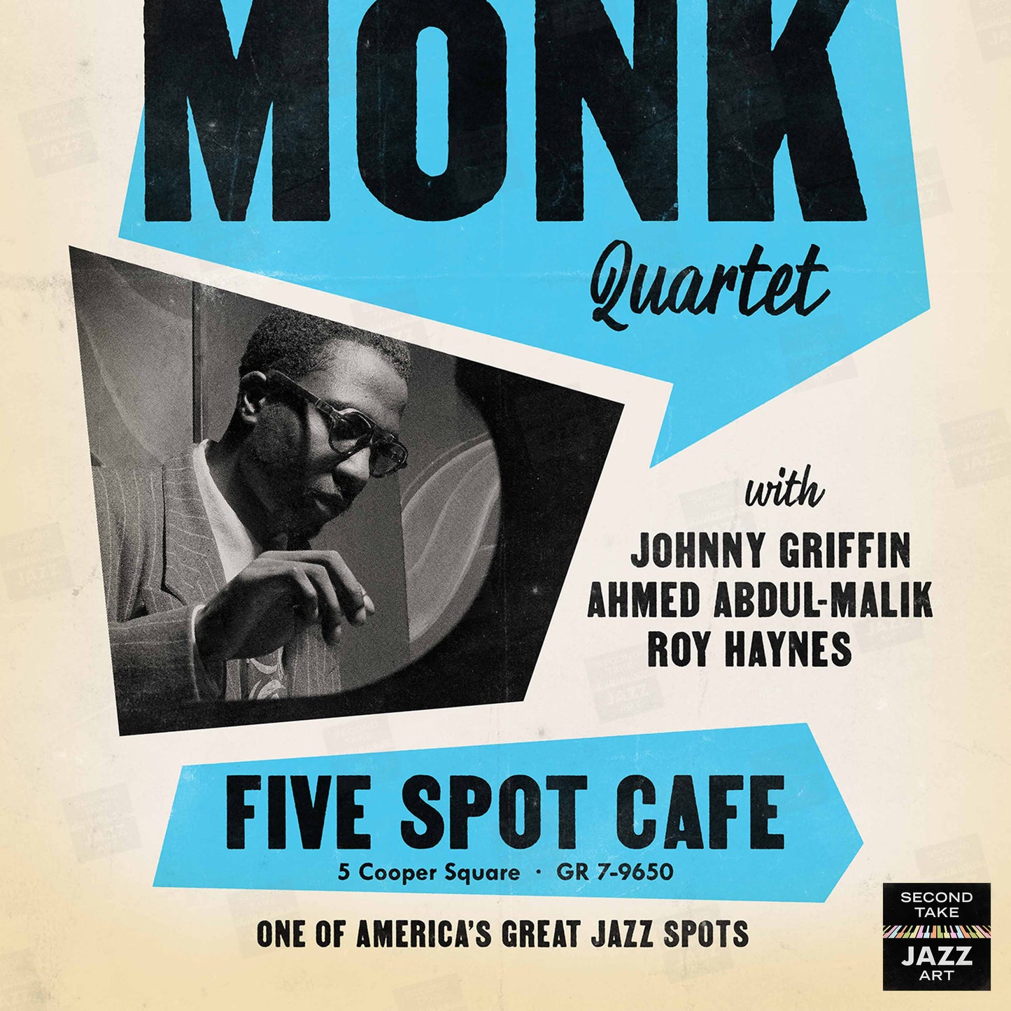 Thelonious Monk - Johnny Griffin jazz poster - Five Spot Cafe - 1958