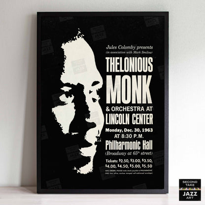 Thelonious Monk jazz poster - Big Band and Quartet - Lincoln Center - 1963