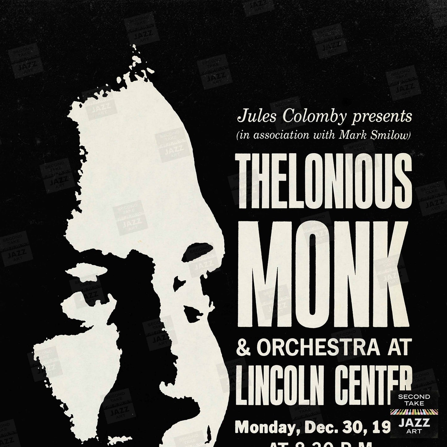 Thelonious Monk jazz poster - Big Band and Quartet - Lincoln Center - 1963