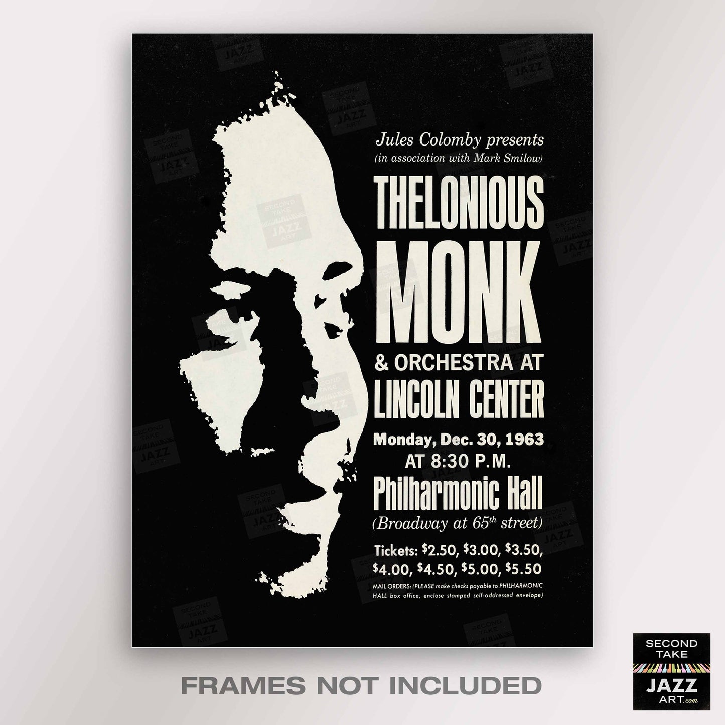 Thelonious Monk jazz poster - Big Band and Quartet - Lincoln Center - 1963