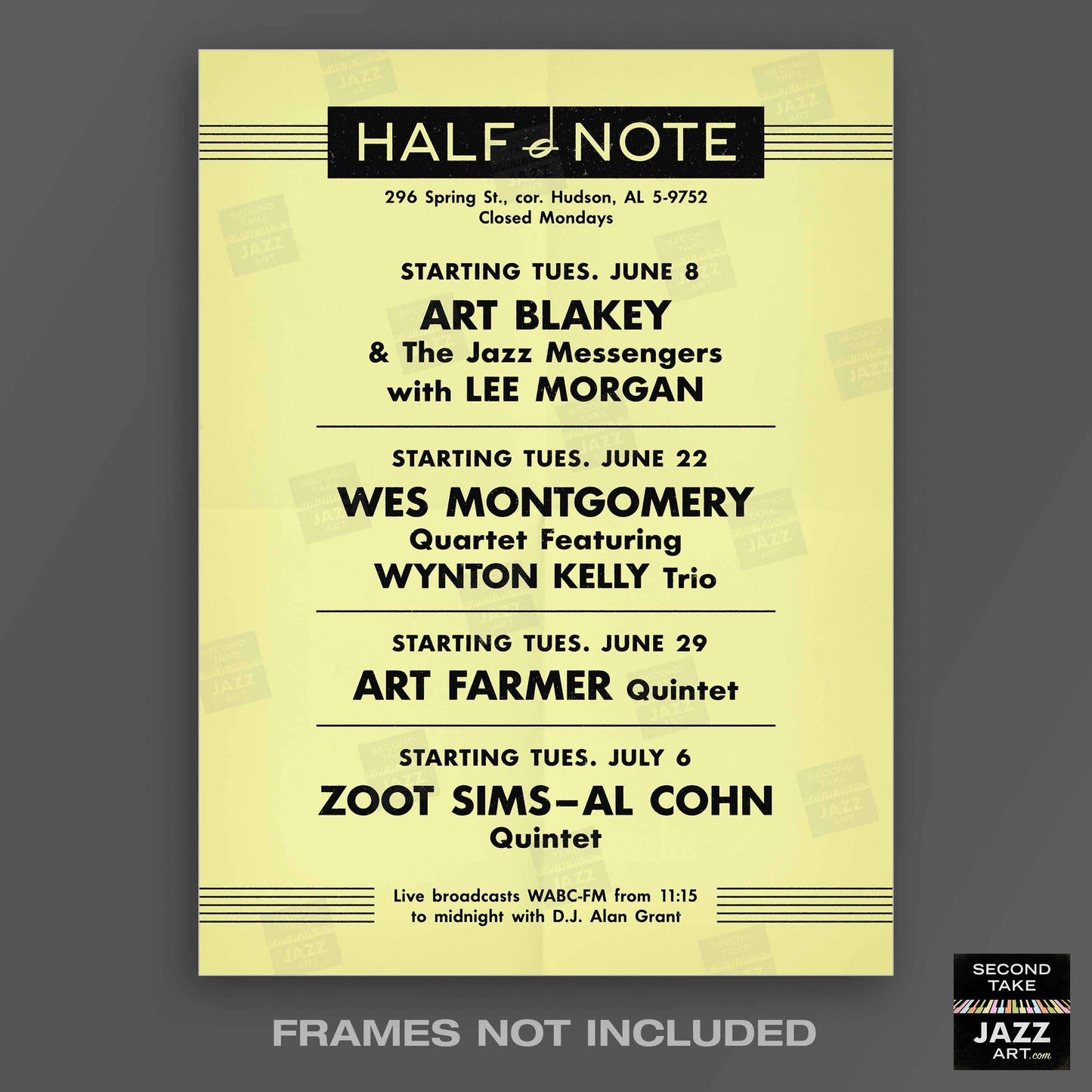 Wes Montgomery - Wynton Kelly jazz poster - Smokin' at the Half Note - 1965