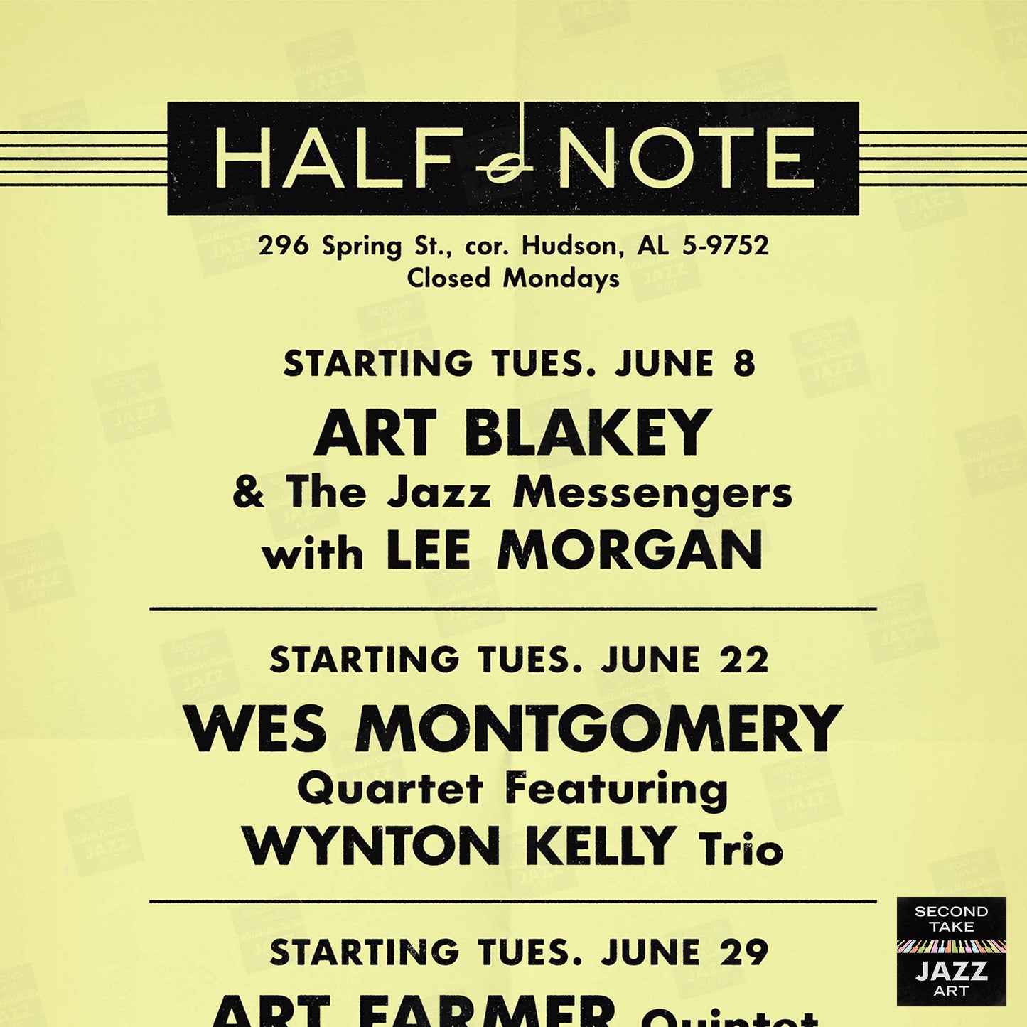 Wes Montgomery - Wynton Kelly jazz poster - Smokin' at the Half Note - 1965