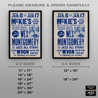 Wes Montgomery jazz poster - McKie's - Chicago - 1965 (blue variant)