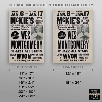 Wes Montgomery jazz poster - McKie's - Chicago - 1965 (black variant)