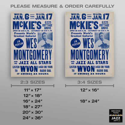 Wes Montgomery jazz poster - McKie's - Chicago - 1965 (blue variant)