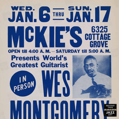 Wes Montgomery jazz poster - McKie's - Chicago - 1965 (blue variant)