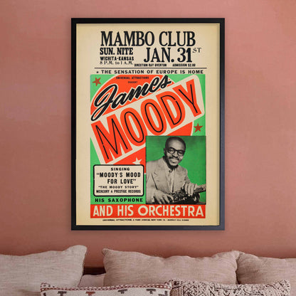 James Moody jazz poster - Mambo Club - Wichita, KS - 1960