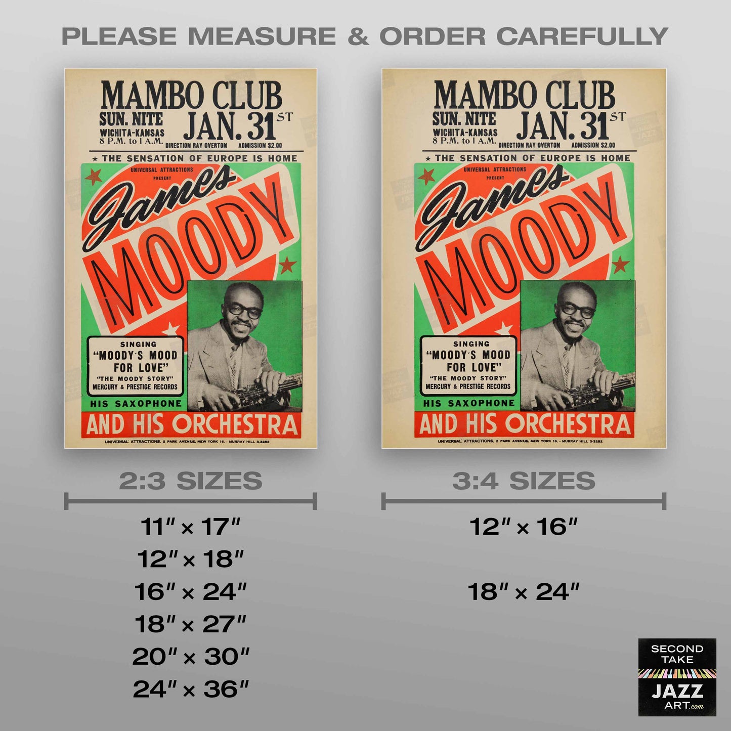 James Moody jazz poster - Mambo Club - Wichita, KS - 1960