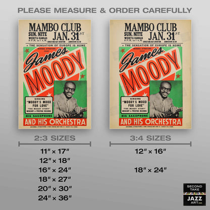 James Moody jazz poster - Mambo Club - Wichita, KS - 1960