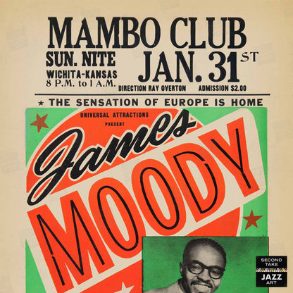 James Moody jazz poster - Mambo Club - Wichita, KS - 1960
