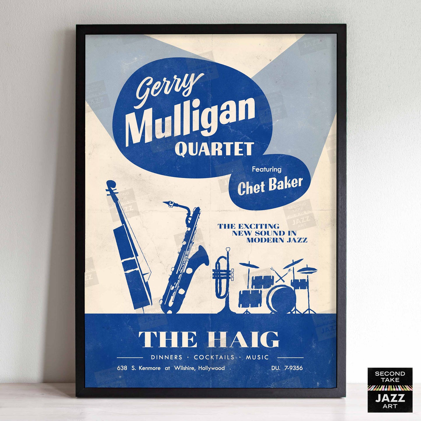 Gerry Mulligan - Chet Baker jazz poster - Live at The Haig - 1952-3