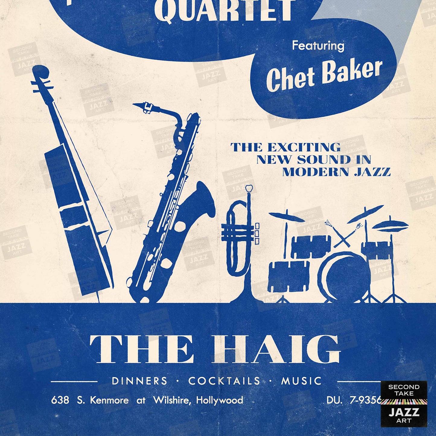 Gerry Mulligan - Chet Baker jazz poster - Live at The Haig - 1952-3