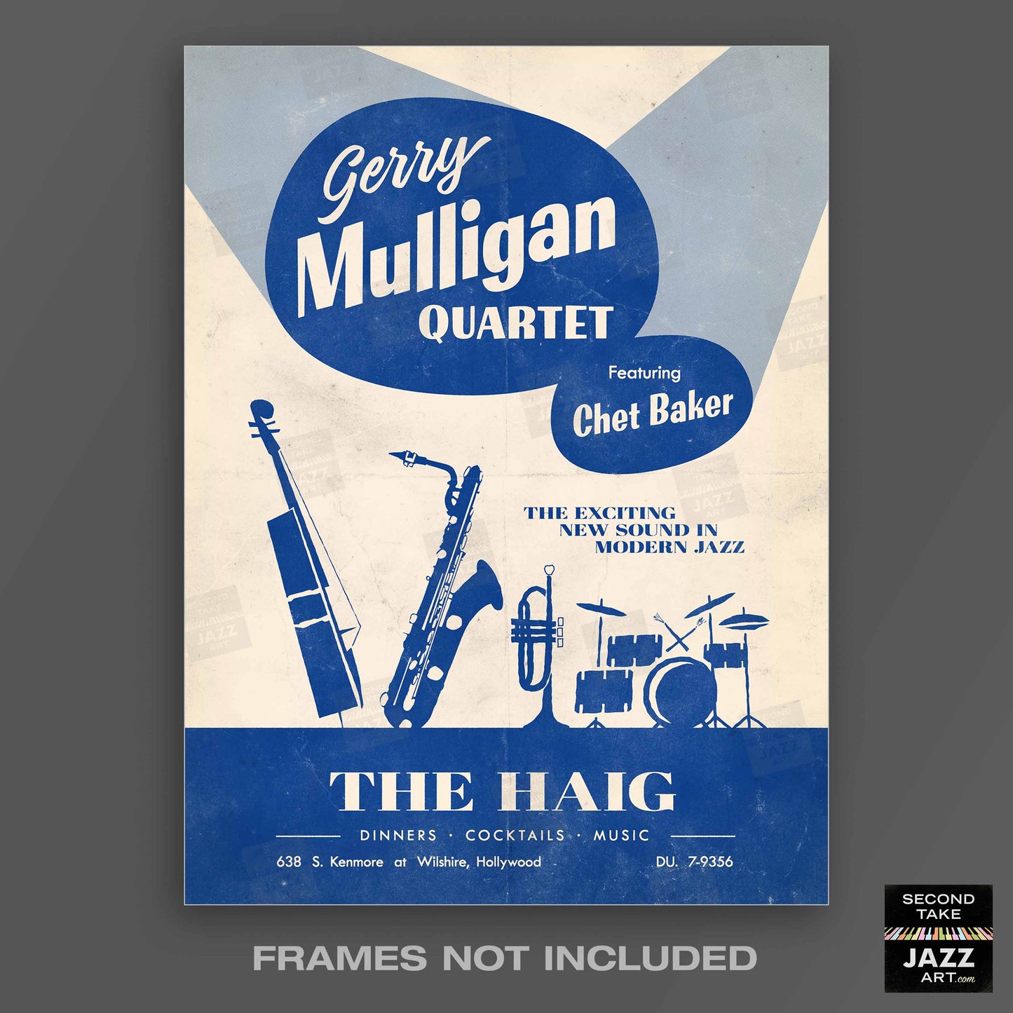 Gerry Mulligan - Chet Baker jazz poster - Live at The Haig - 1952-3