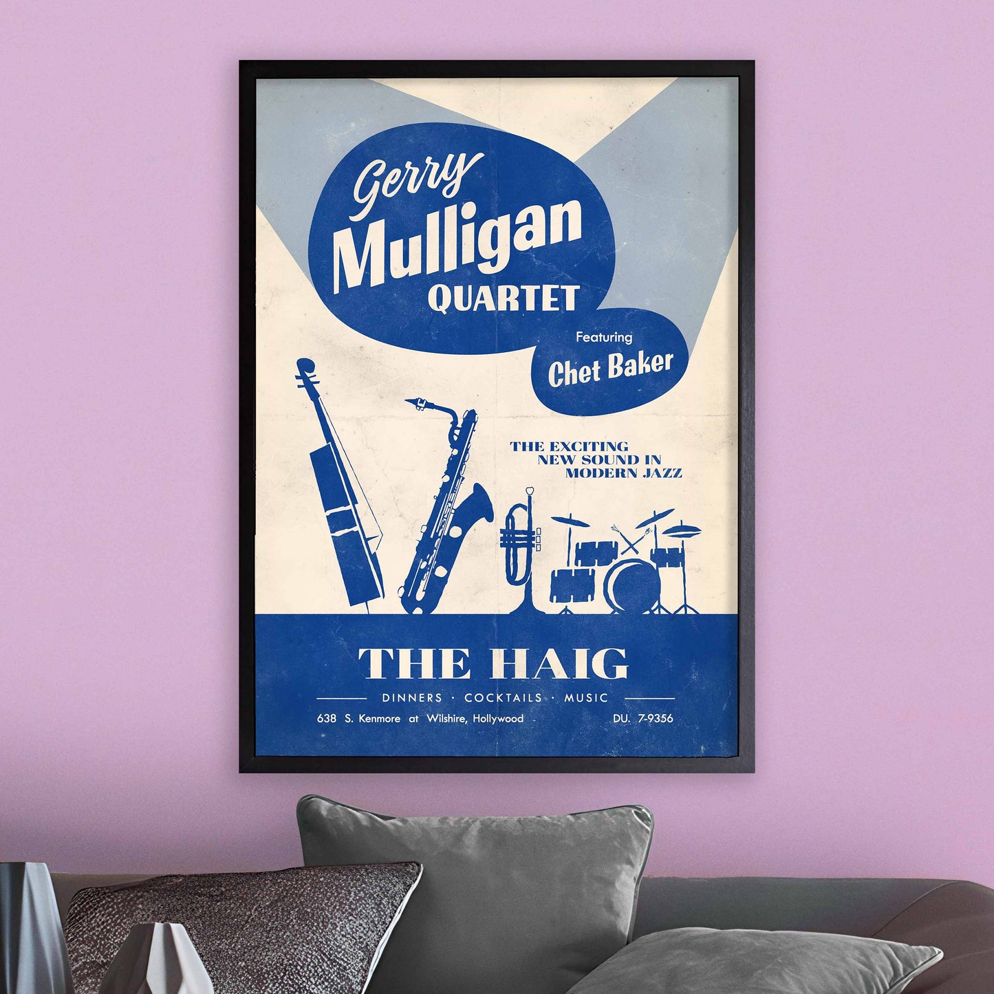 Gerry Mulligan - Chet Baker jazz poster - Live at The Haig - 1952-3