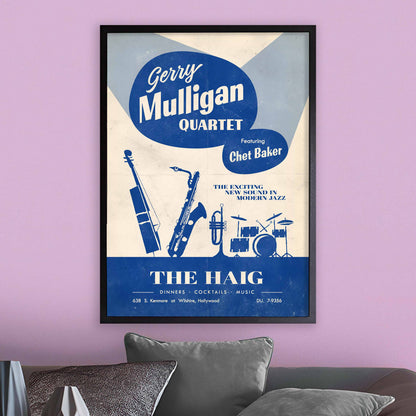 Gerry Mulligan - Chet Baker jazz poster - Live at The Haig - 1952-3