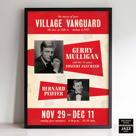 Gerry Mulligan Concert Jazz Band jazz poster - At the Village Vanguard - Bernard Peiffer - 1960