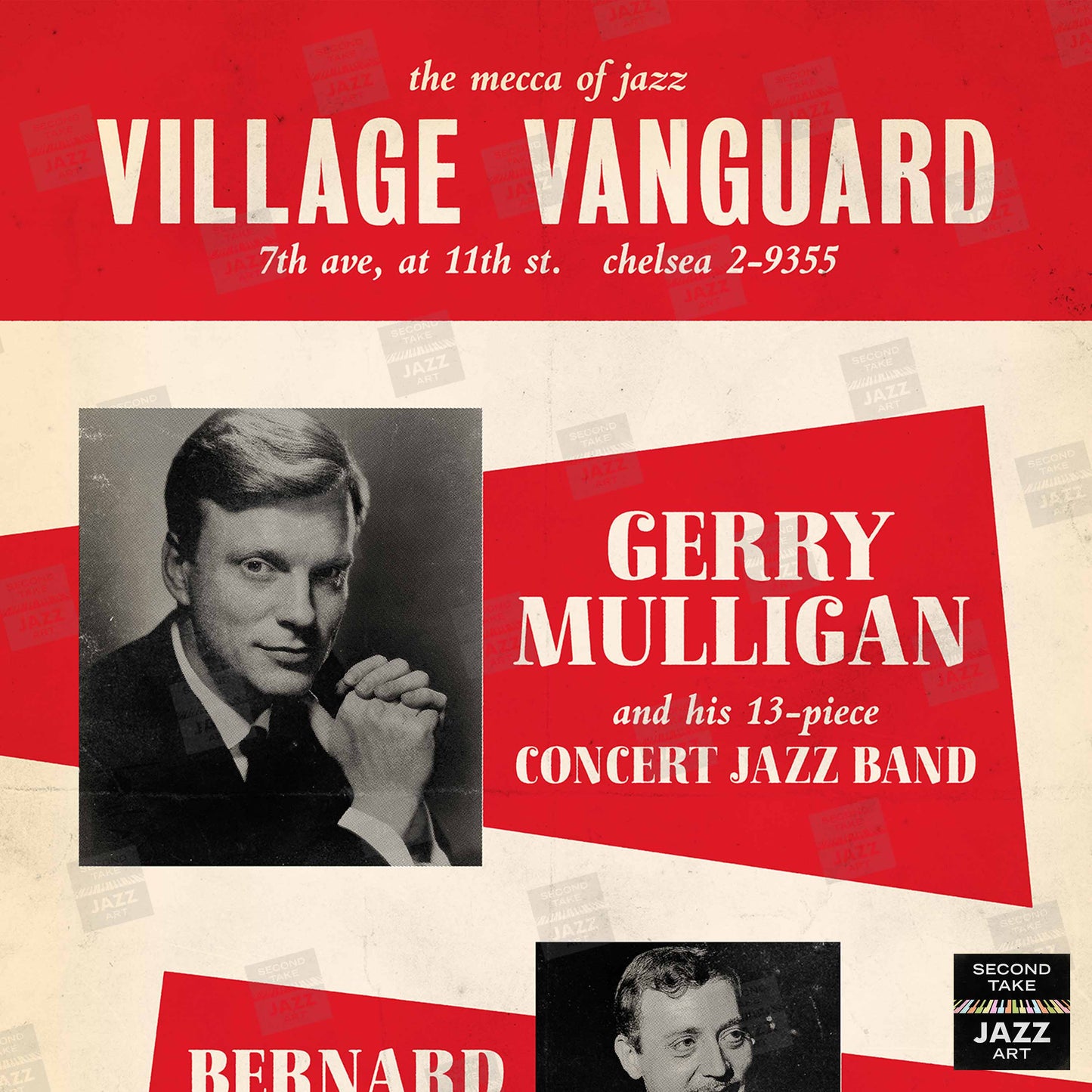 Gerry Mulligan Concert Jazz Band jazz poster - At the Village Vanguard - Bernard Peiffer - 1960