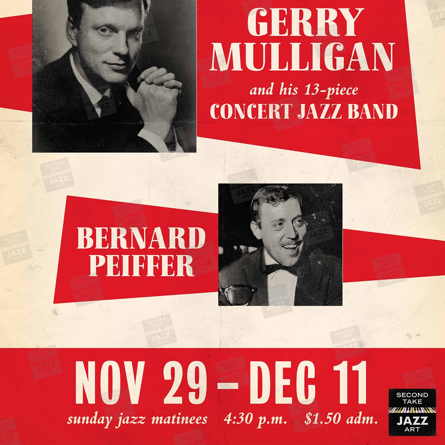 Gerry Mulligan Concert Jazz Band jazz poster - At the Village Vanguard - Bernard Peiffer - 1960