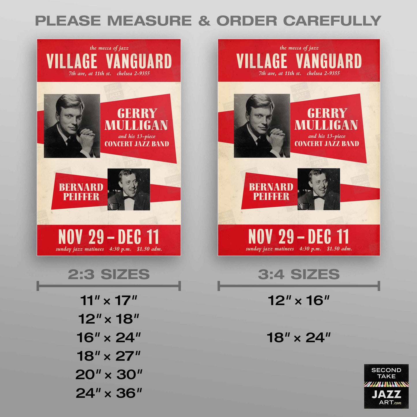 Gerry Mulligan Concert Jazz Band jazz poster - At the Village Vanguard - Bernard Peiffer - 1960