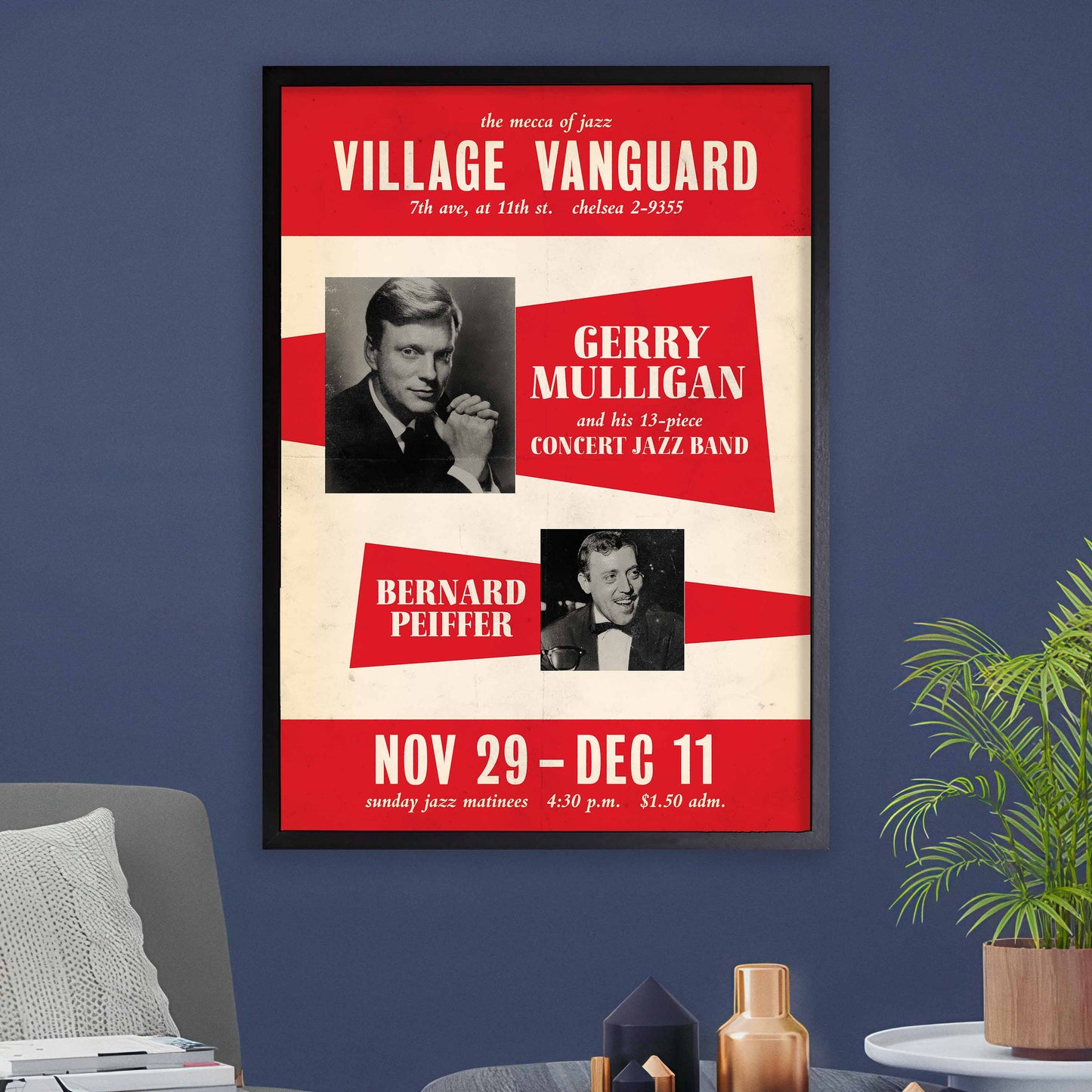 Gerry Mulligan Concert Jazz Band jazz poster - At the Village Vanguard - Bernard Peiffer - 1960