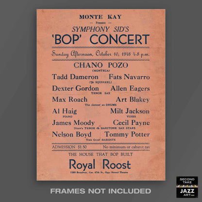 Fats Navarro - Tadd Dameron - Dexter Gordon - Chano Pozo jazz poster - Royal Roost - 1948