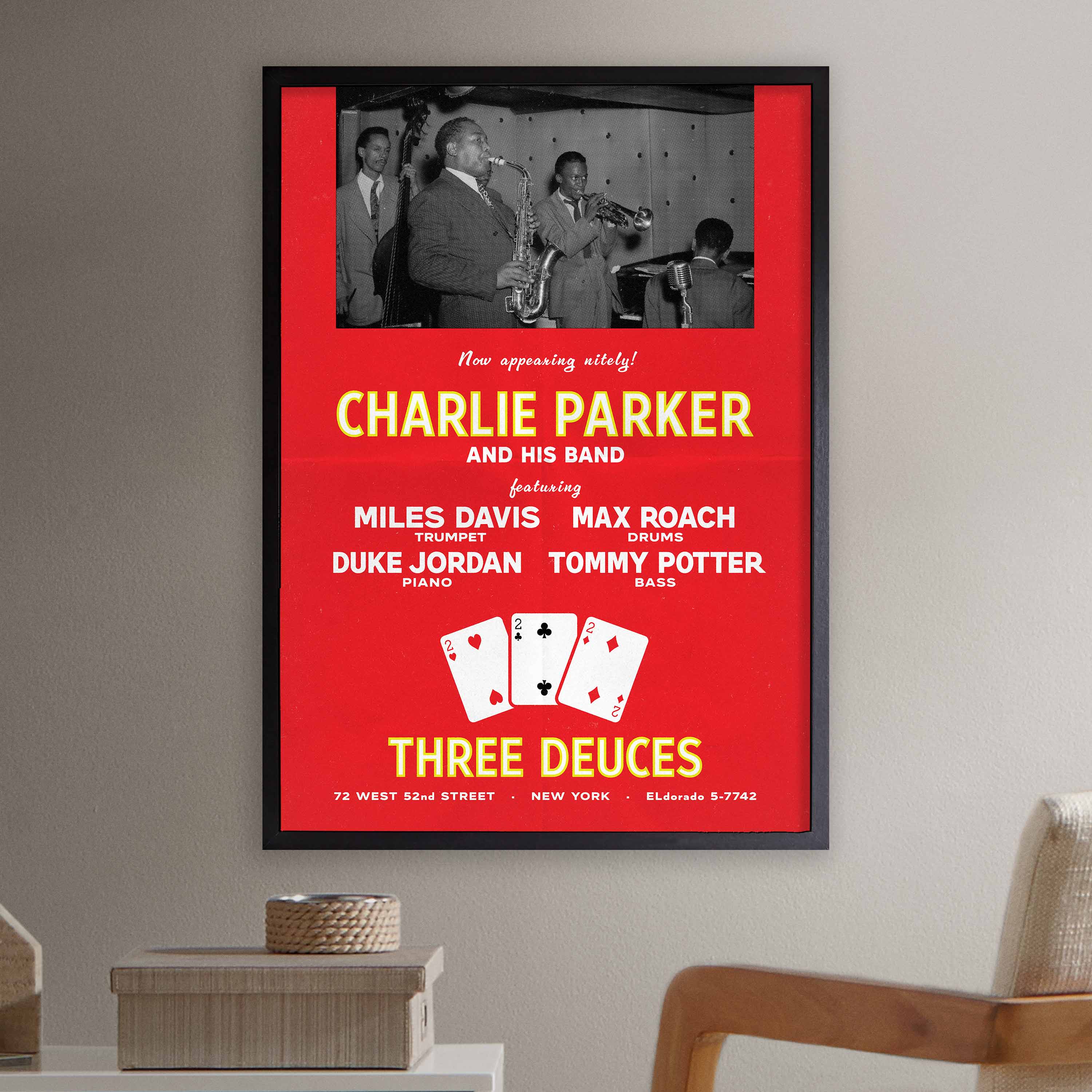 Charlie Parker - Miles Davis jazz poster - Three Deuces - 1947