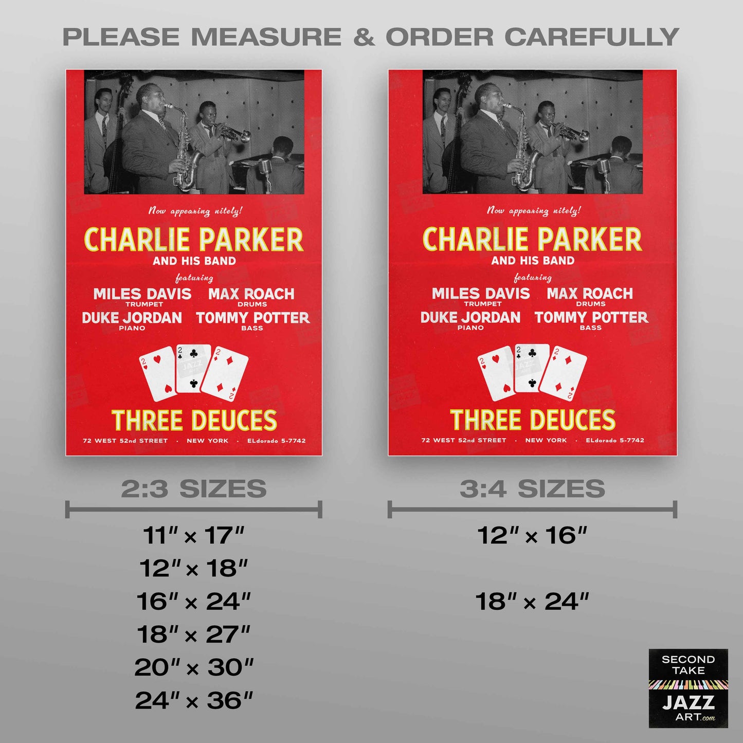 Charlie Parker - Miles Davis jazz poster - Three Deuces - 1947