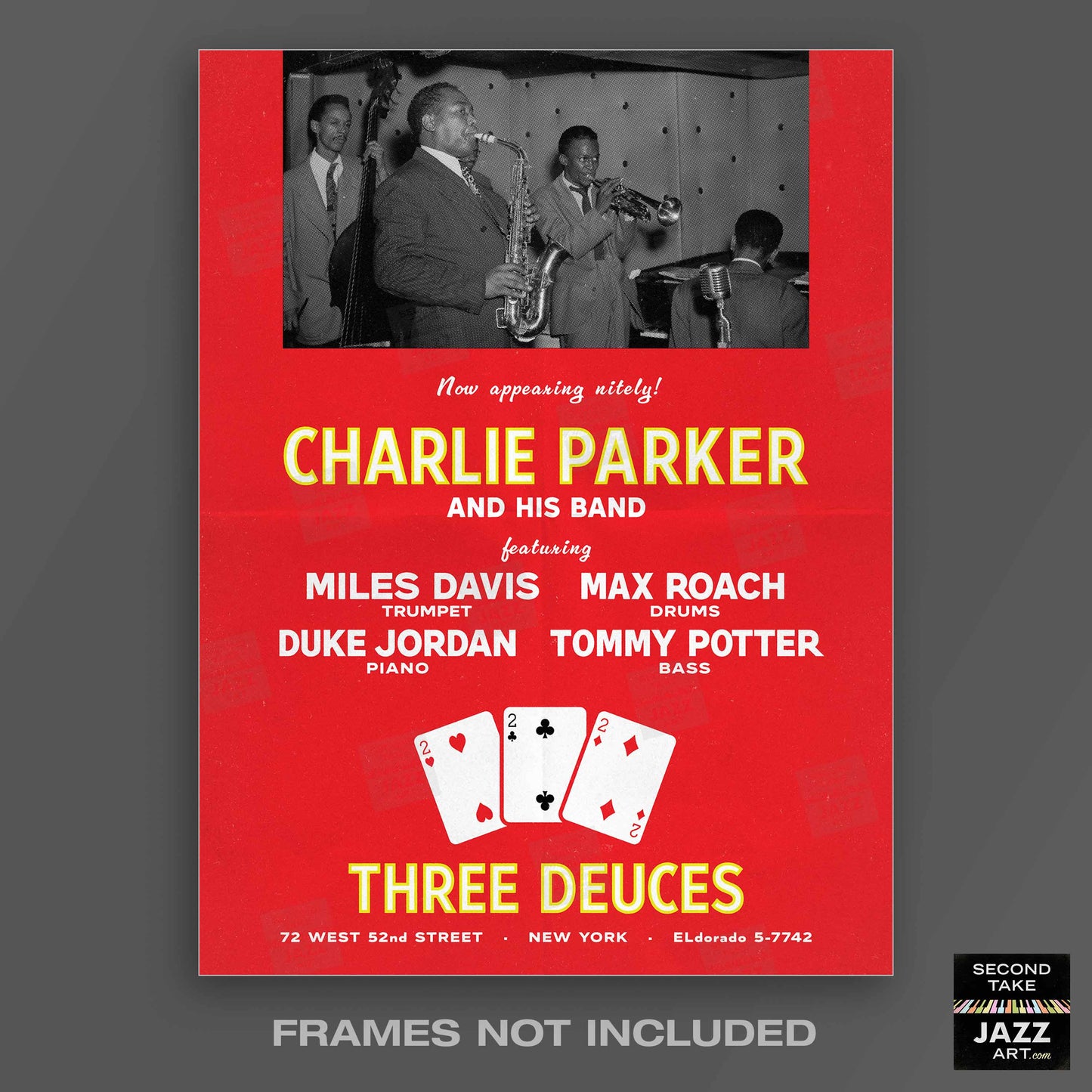 Charlie Parker - Miles Davis jazz poster - Three Deuces - 1947