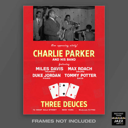 Charlie Parker - Miles Davis jazz poster - Three Deuces - 1947