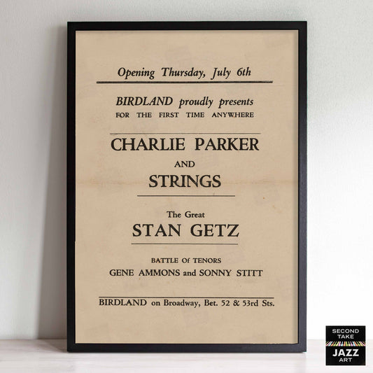 Charlie Parker - Stan Getz jazz poster - Birdland - 1950