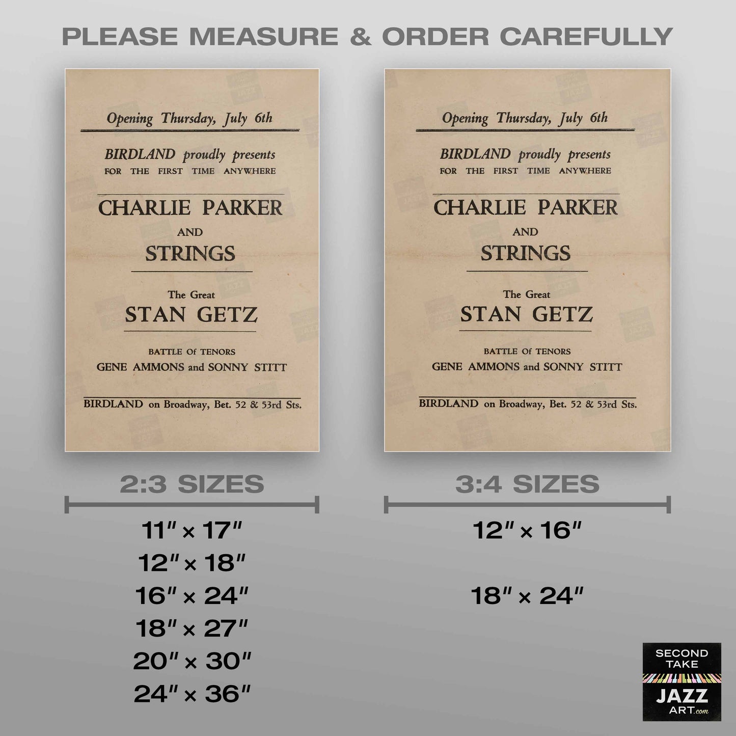 Charlie Parker - Stan Getz jazz poster - Birdland - 1950