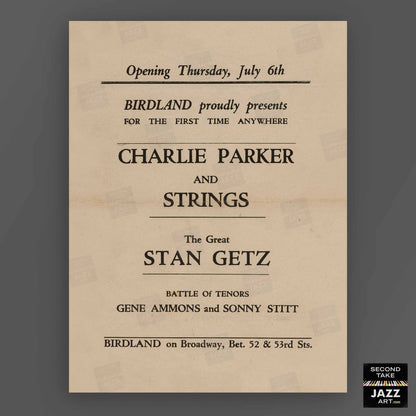 Charlie Parker - Stan Getz jazz poster - Birdland - 1950