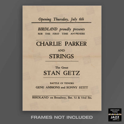 Charlie Parker - Stan Getz jazz poster - Birdland - 1950