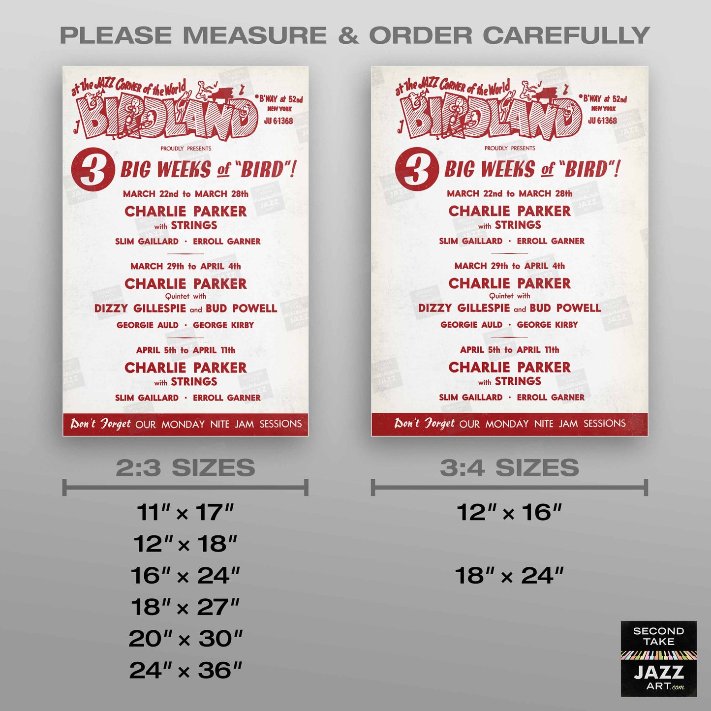 Charlie Parker - Dizzy Gillespie jazz poster - Birdland - 1951